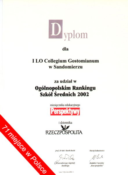 Ogólnopolski Ranking Szkół Średnich 2002