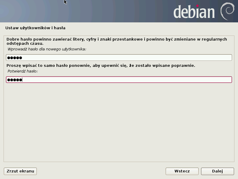 Debian Jessie - hasło użytkownika