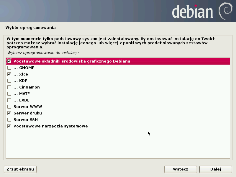 Debian Jessie - wybór oprogramowania