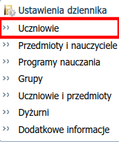 Sekcja Ustawienia dziennika
