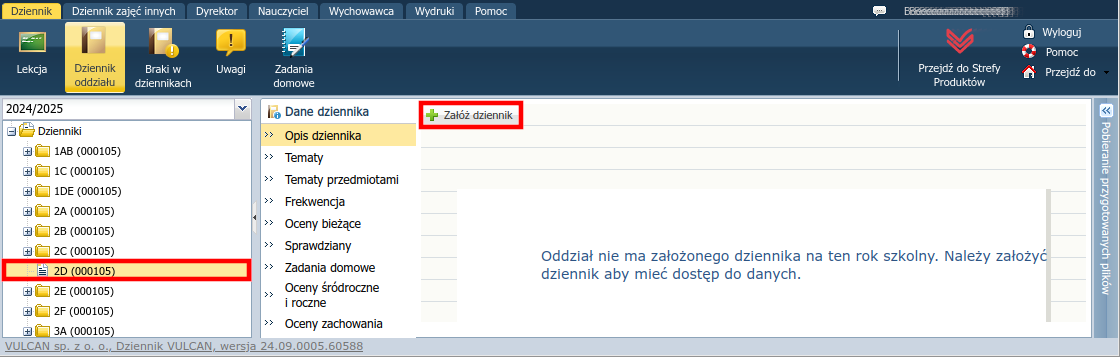 Ikona Dziennik oddziału i lista klas