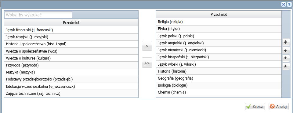 Przypisywanie przedmiotów